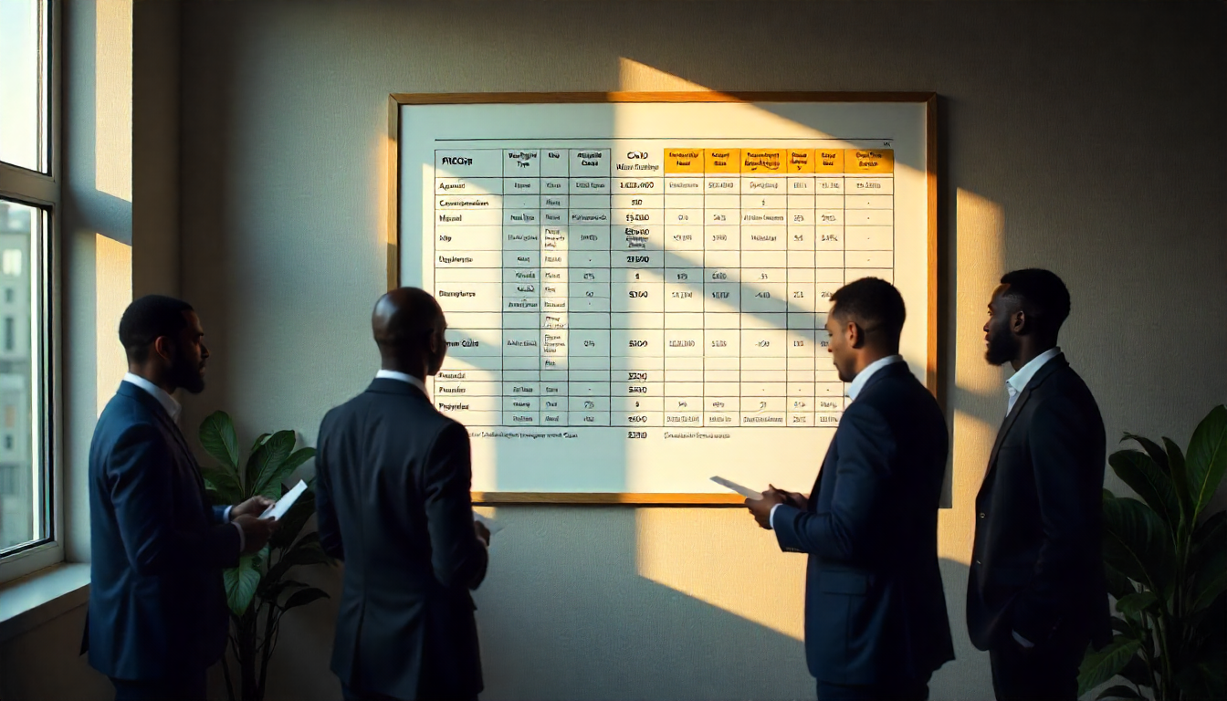 Pricing chart for vehicle shipping
